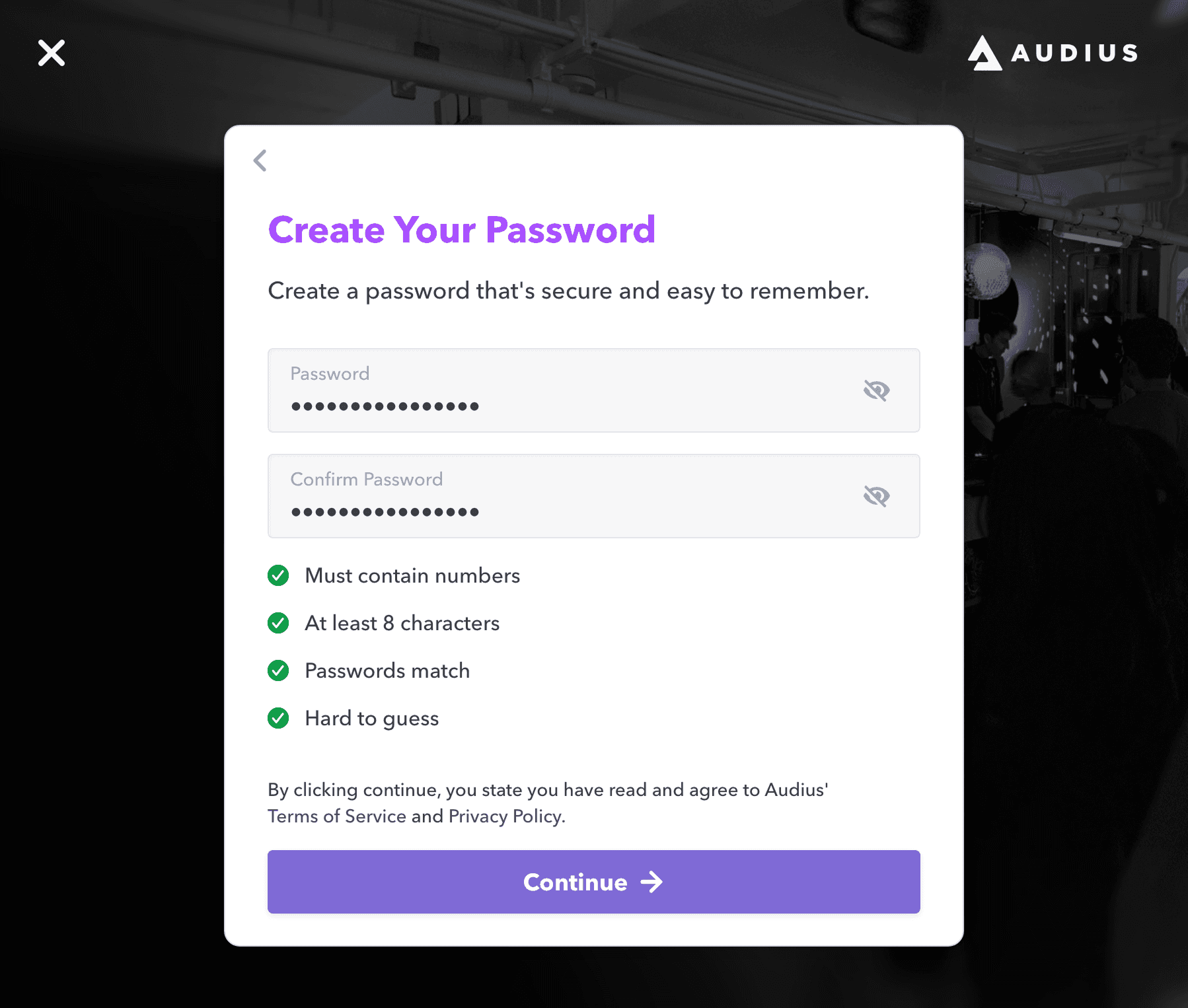 Create your password